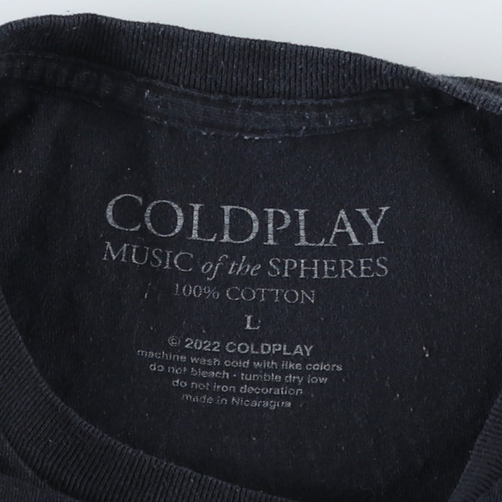 COLDPLAY Band T-shirt, Men's Size L (approx.) cotton black type Vintage Second Hand