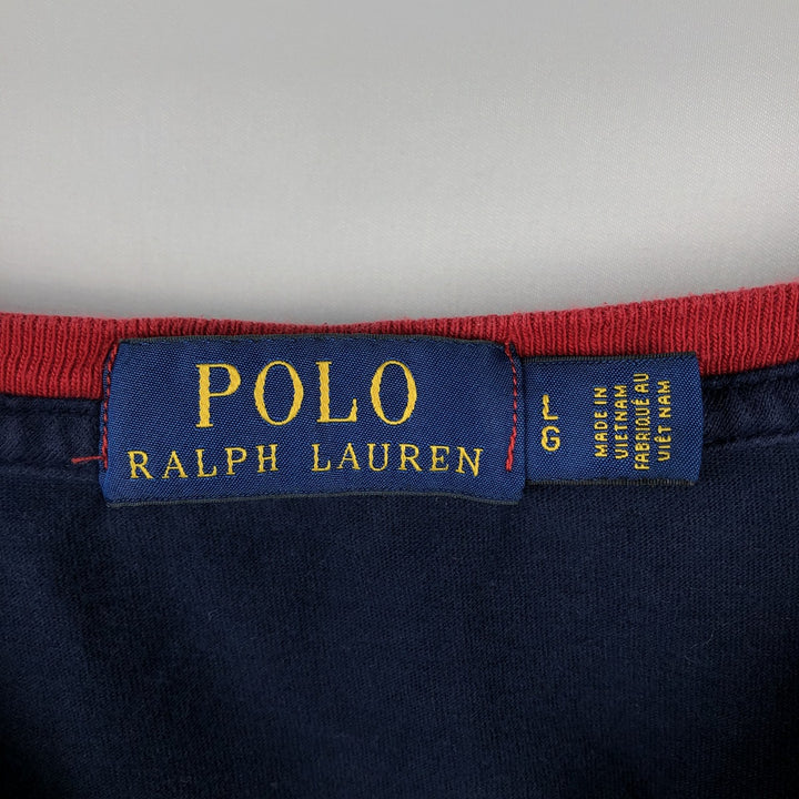 Ralph Lauren POLO RALPH LAUREN CLASSIC FIT short-sleeved logo T-shirt, men's size L cotton navy blue type Vintage Second Hand