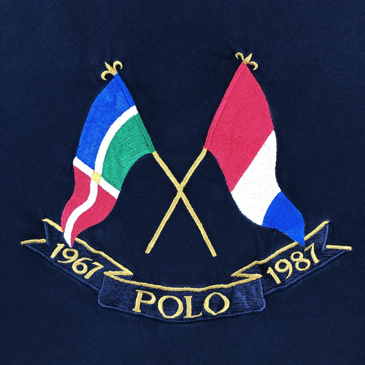 Ralph Lauren POLO RALPH LAUREN CLASSIC FIT short-sleeved logo T-shirt, men's size L cotton navy blue type Vintage Second Hand