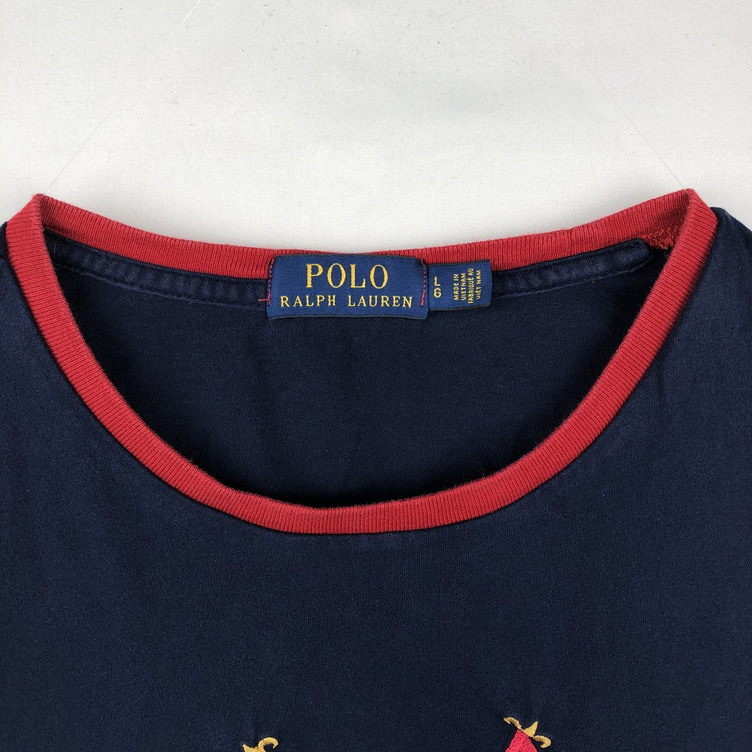 Ralph Lauren POLO RALPH LAUREN CLASSIC FIT short-sleeved logo T-shirt, men's size L cotton navy blue type Vintage Second Hand
