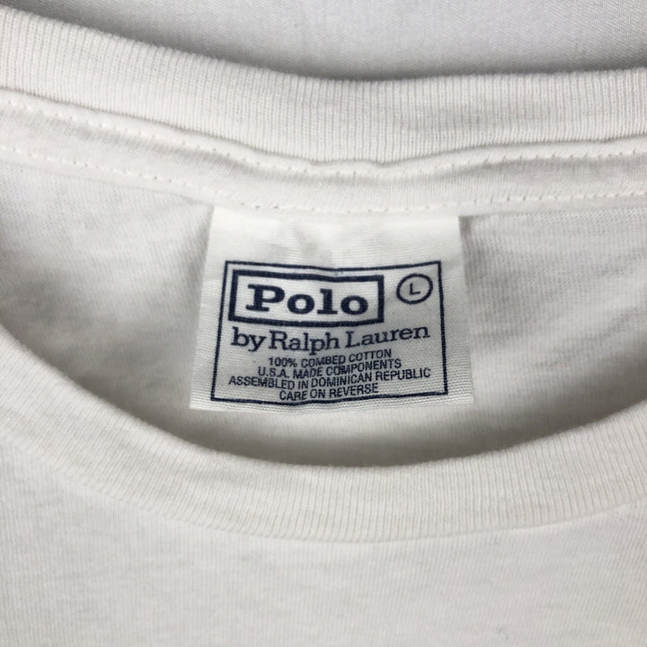 Ralph Lauren POLO by Ralph Lauren short sleeve one point logo T-shirt men's L size cotton white type Vintage Second Hand