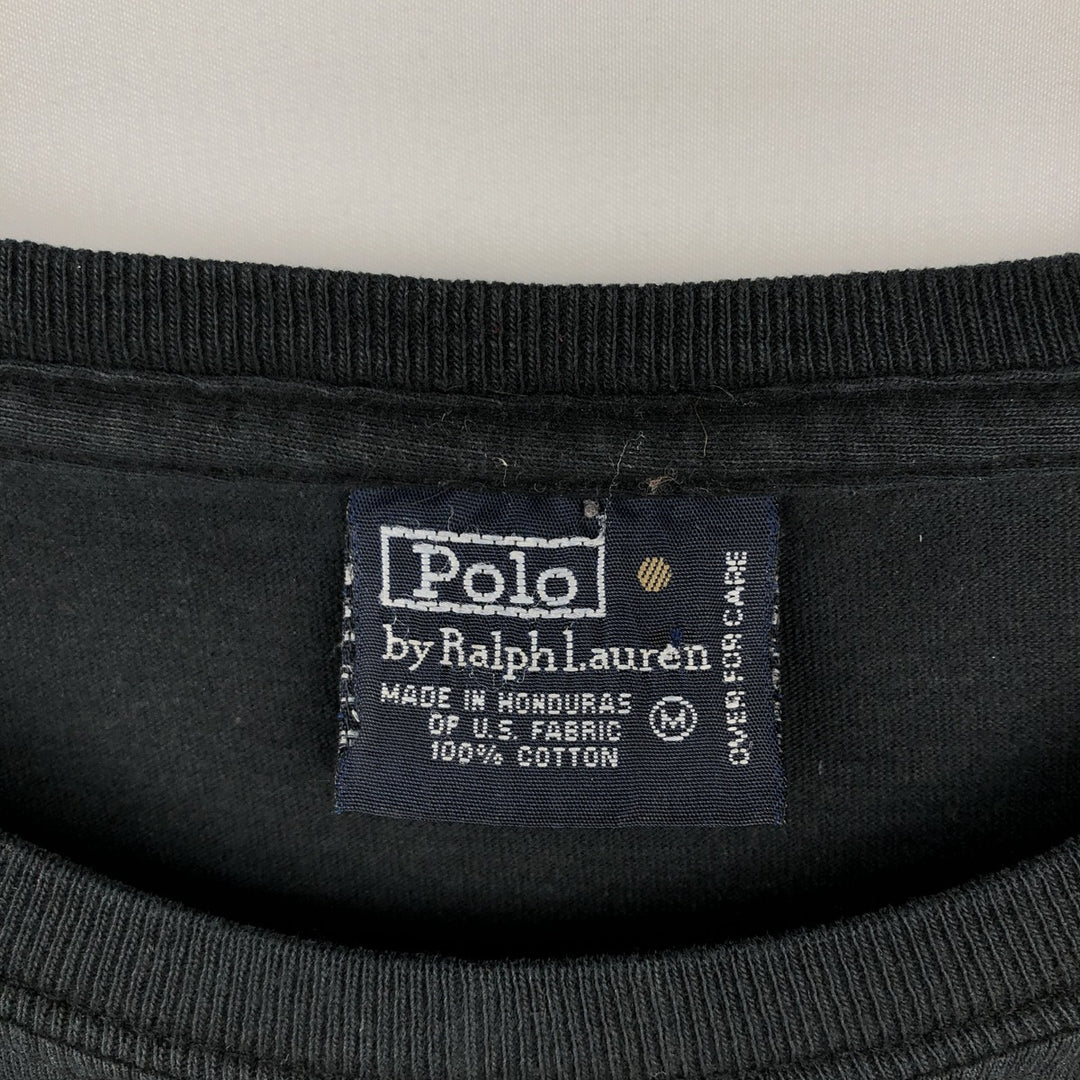 Ralph Lauren POLO by Ralph Lauren short sleeve one point logo T-shirt men's M size cotton black type Vintage Second Hand