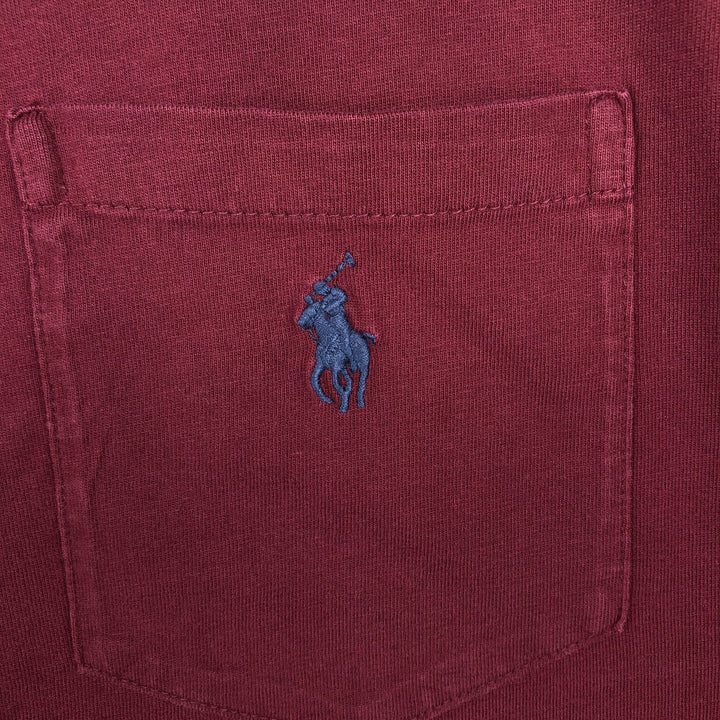 Ralph Lauren POLO by Ralph Lauren Short-Sleeve T-Shirt with One-Point Logo Pocket, Men's Size XL (approx.) cotton red type reddish brown Vintage Second Hand