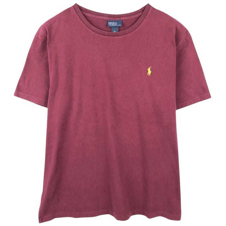 Ralph Lauren POLO by Ralph Lauren short sleeve one point logo T-shirt men's L size cotton Red type red-purple Vintage Second Hand