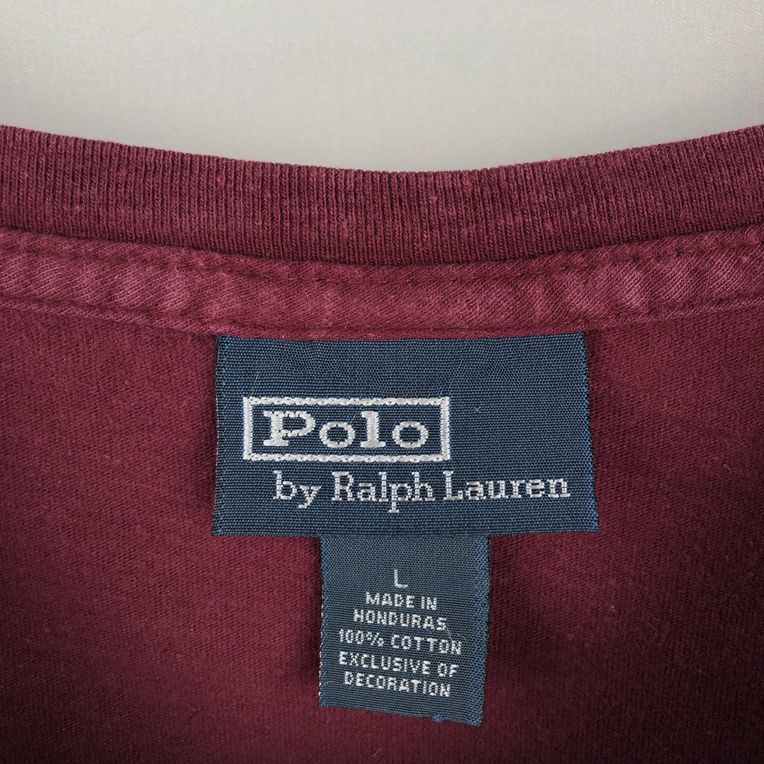Ralph Lauren POLO by Ralph Lauren short sleeve one point logo T-shirt men's L size cotton Red type red-purple Vintage Second Hand