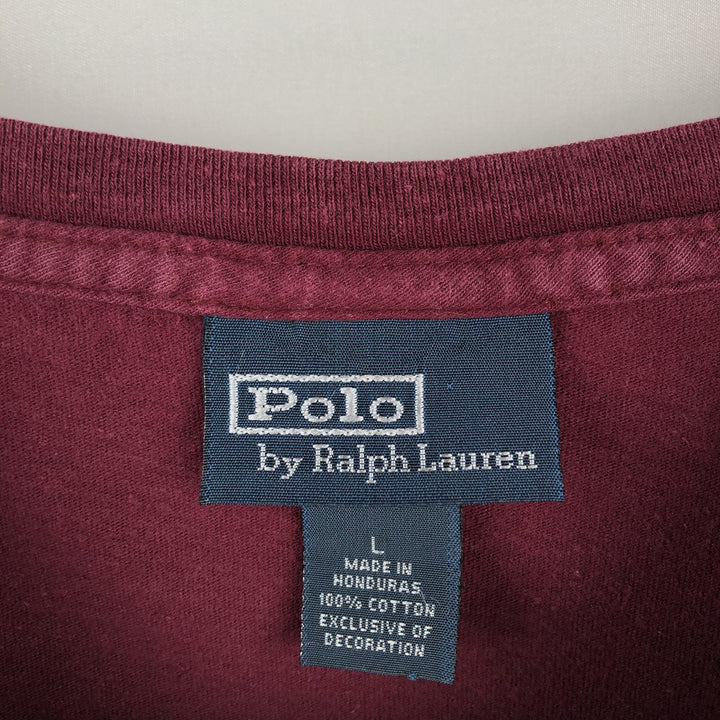 Ralph Lauren POLO by Ralph Lauren short sleeve one point logo T-shirt men's L size cotton Red type red-purple Vintage Second Hand