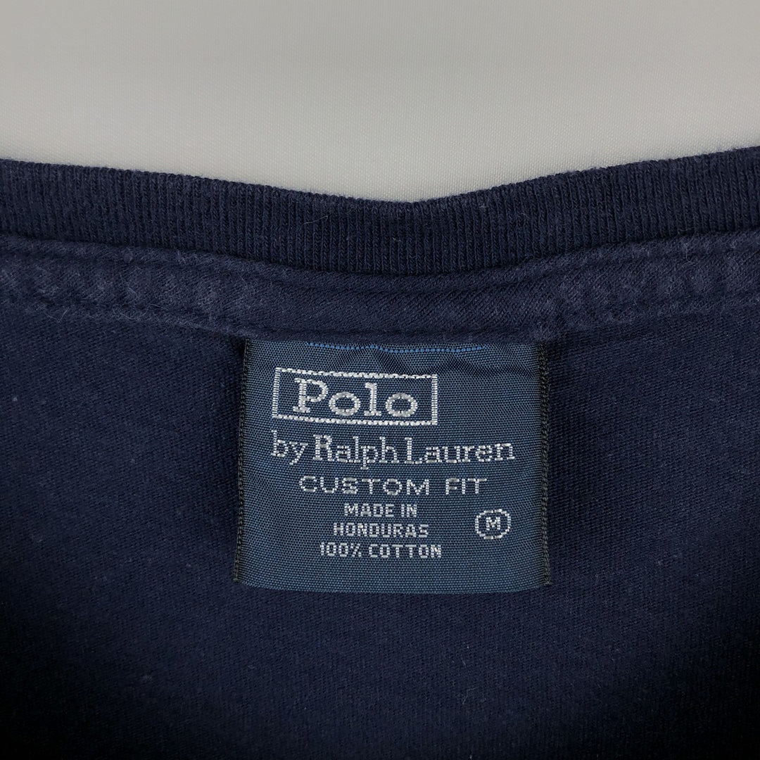 Ralph Lauren POLO by Ralph Lauren CUSTOM FIT Short-Sleeve Printed T-Shirt, Men's Size M (approx.) cotton navy blue type Vintage Second Hand