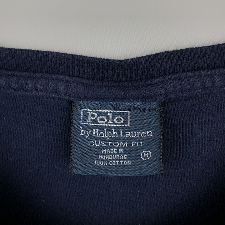 Ralph Lauren POLO by Ralph Lauren CUSTOM FIT Short-Sleeve Printed T-Shirt, Men's Size M (approx.) cotton navy blue type Vintage Second Hand