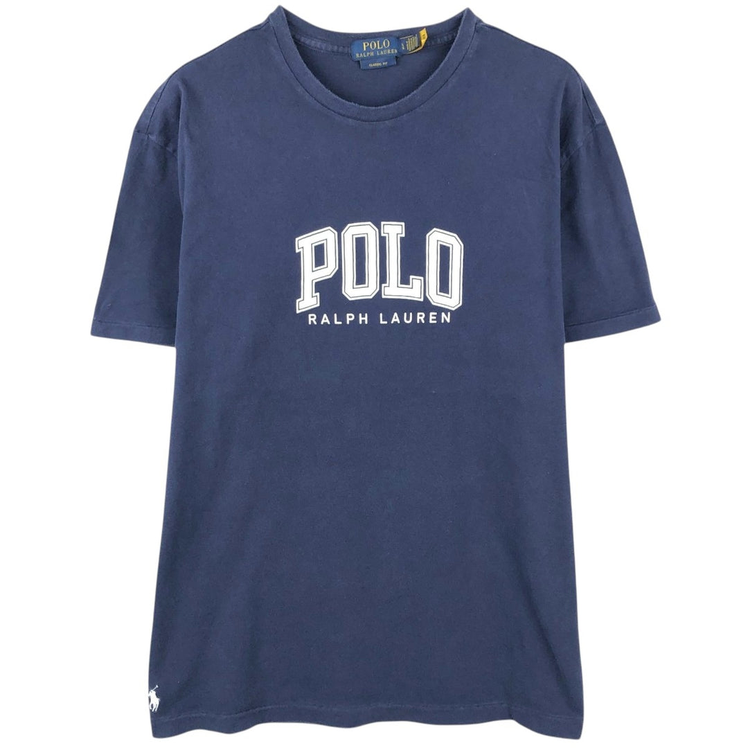 Ralph Lauren POLO RALPH LAUREN CLASSIC FIT short-sleeved logo T-shirt, men's size L cotton navy blue type Vintage Second Hand