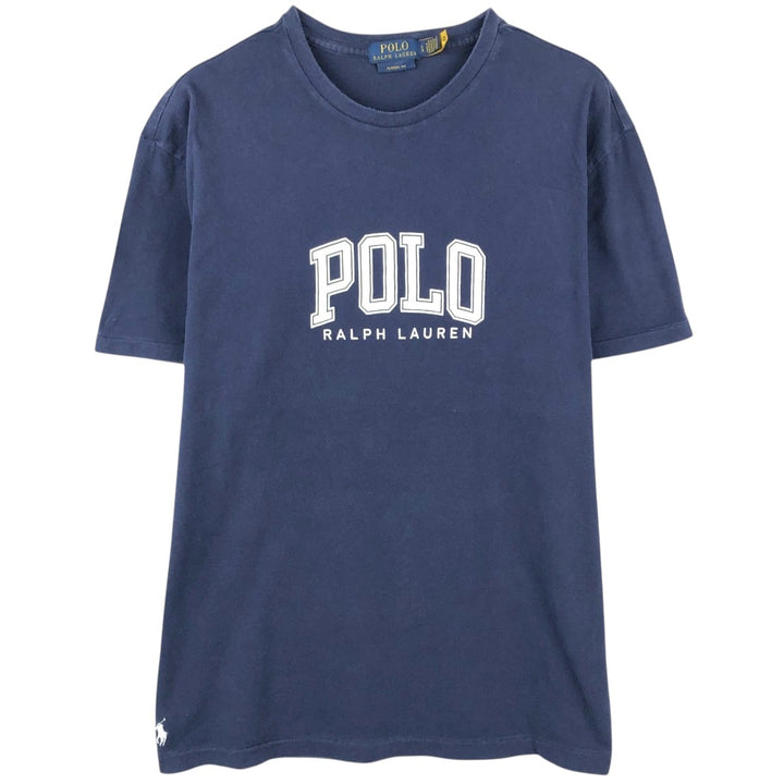 Ralph Lauren POLO RALPH LAUREN CLASSIC FIT short-sleeved logo T-shirt, men's size L cotton navy blue type Vintage Second Hand