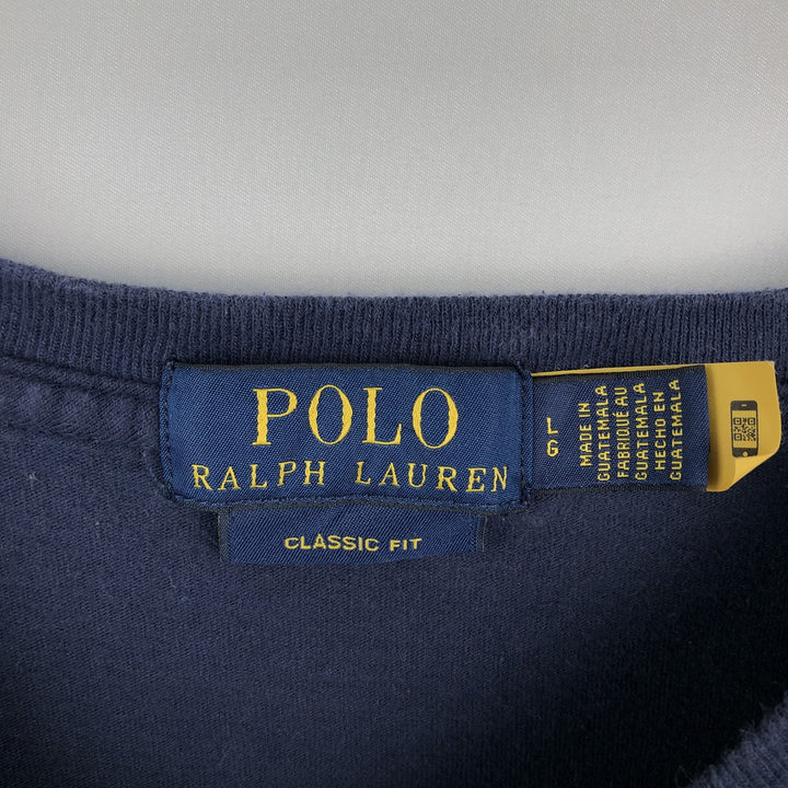 Ralph Lauren POLO RALPH LAUREN CLASSIC FIT short-sleeved logo T-shirt, men's size L cotton navy blue type Vintage Second Hand