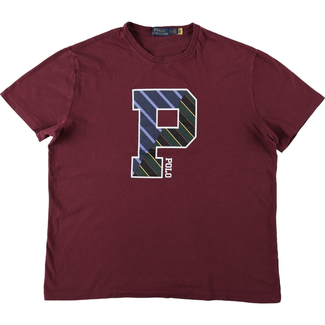 Ralph Lauren POLO RALPH LAUREN Short Sleeve Printed T-Shirt Men's Size L unclear burgundy type Vintage Second Hand