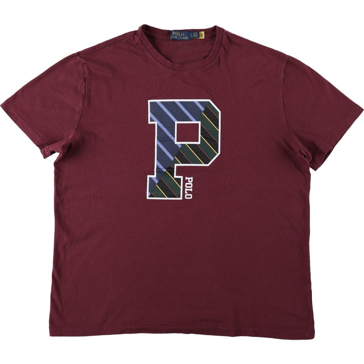Ralph Lauren POLO RALPH LAUREN Short Sleeve Printed T-Shirt Men's Size L unclear burgundy type Vintage Second Hand