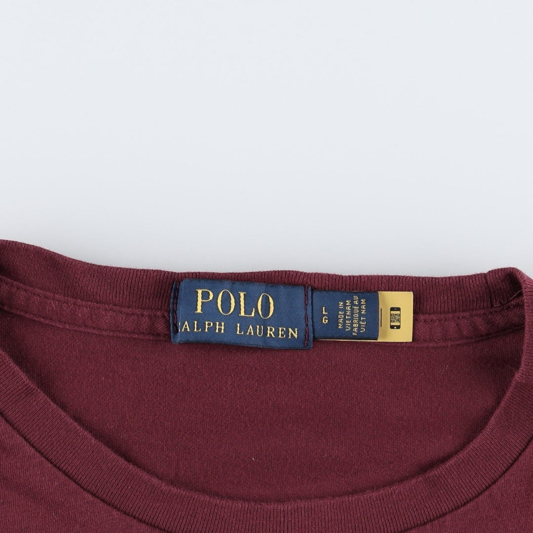 Ralph Lauren POLO RALPH LAUREN Short Sleeve Printed T-Shirt Men's Size L unclear burgundy type Vintage Second Hand