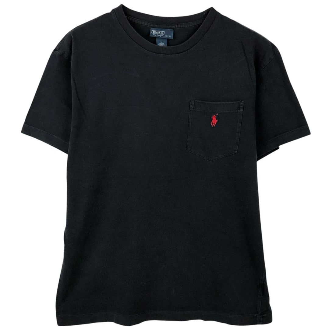 Ralph Lauren POLO by Ralph Lauren Short-Sleeve T-Shirt with One-Point Logo Pocket, Men's Size S (approx.) cotton black type Vintage Second Hand