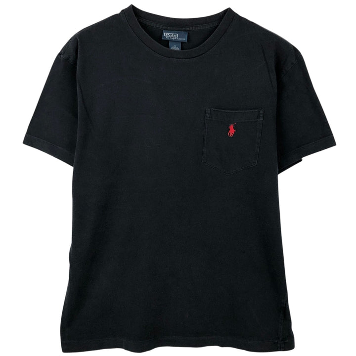 Ralph Lauren POLO by Ralph Lauren Short-Sleeve T-Shirt with One-Point Logo Pocket, Men's Size S (approx.) cotton black type Vintage Second Hand