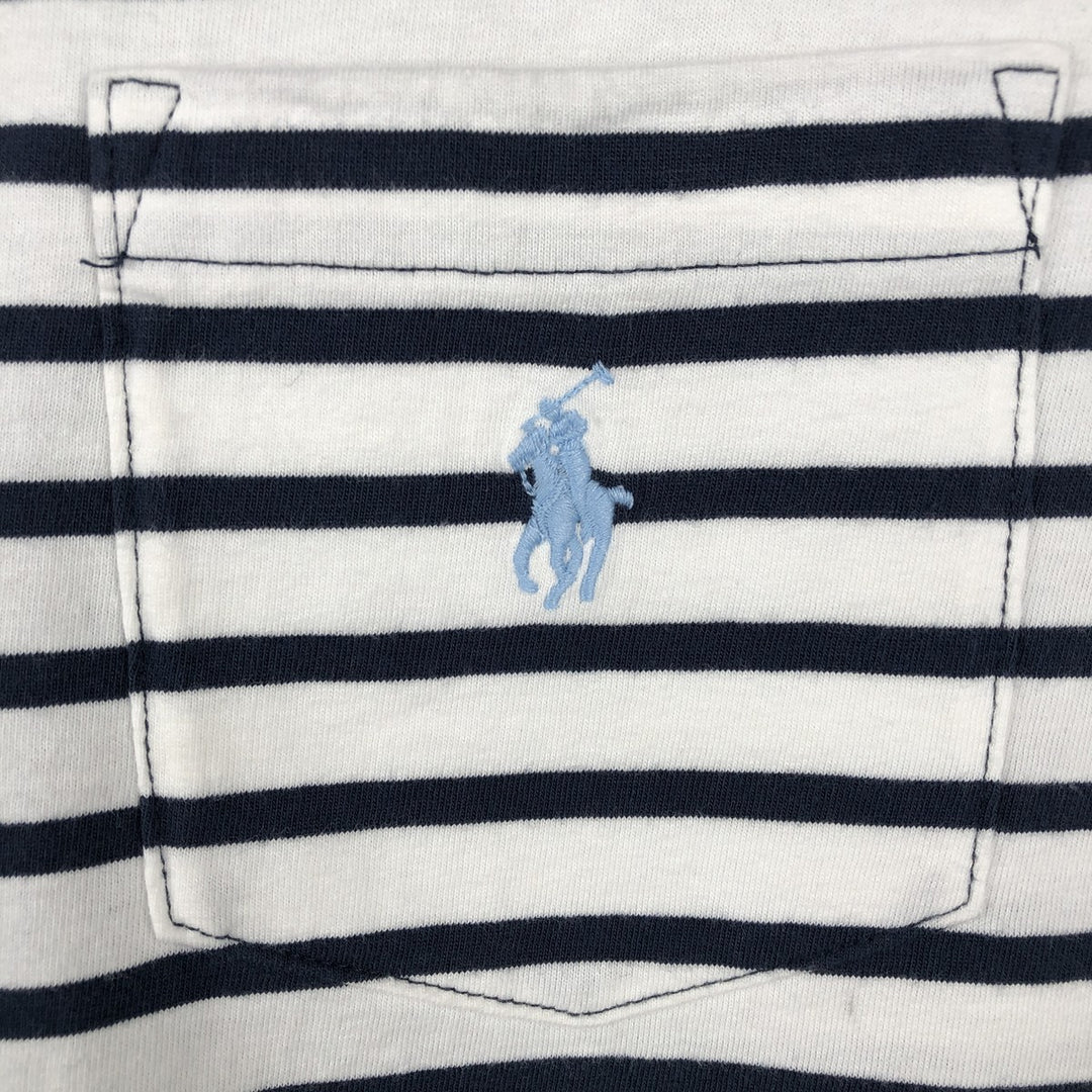 Ralph Lauren POLO RALPH LAUREN CLASSIC FIT V-neck short-sleeve striped T-shirt, men's size L (approx.) cotton white type Vintage Second Hand