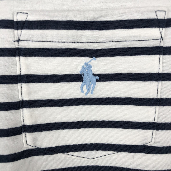 Ralph Lauren POLO RALPH LAUREN CLASSIC FIT V-neck short-sleeve striped T-shirt, men's size L (approx.) cotton white type Vintage Second Hand