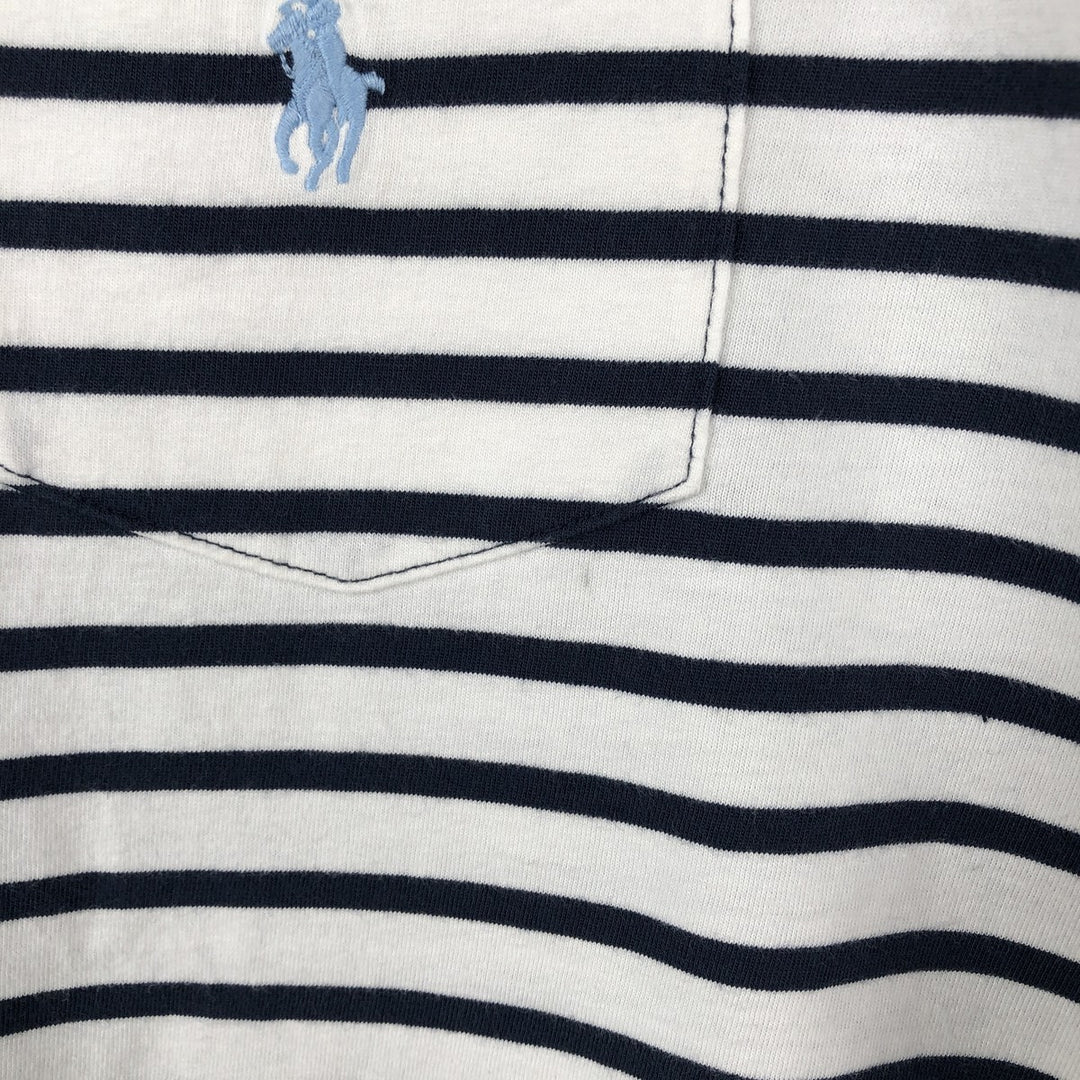 Ralph Lauren POLO RALPH LAUREN CLASSIC FIT V-neck short-sleeve striped T-shirt, men's size L (approx.) cotton white type Vintage Second Hand