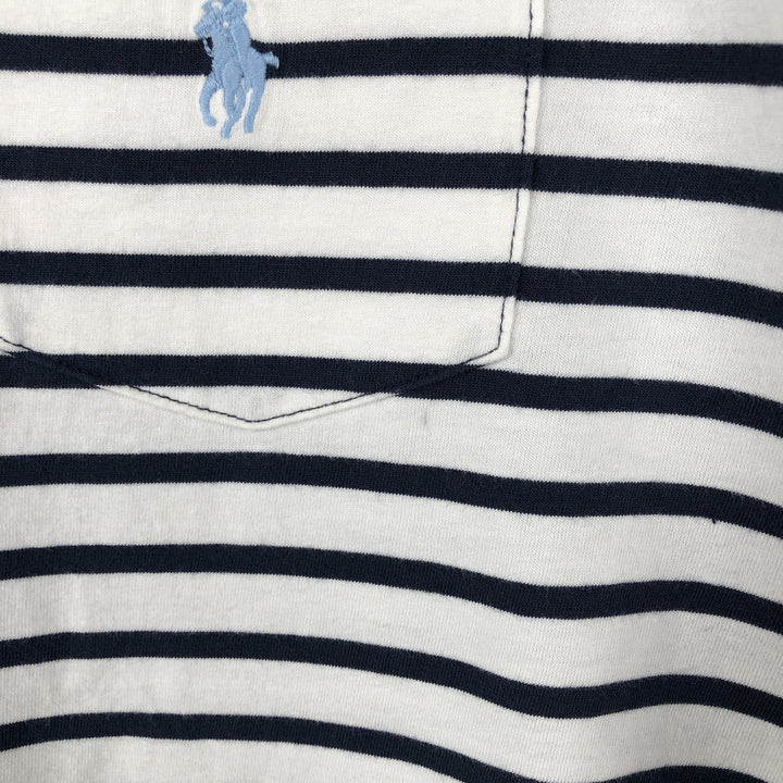 Ralph Lauren POLO RALPH LAUREN CLASSIC FIT V-neck short-sleeve striped T-shirt, men's size L (approx.) cotton white type Vintage Second Hand