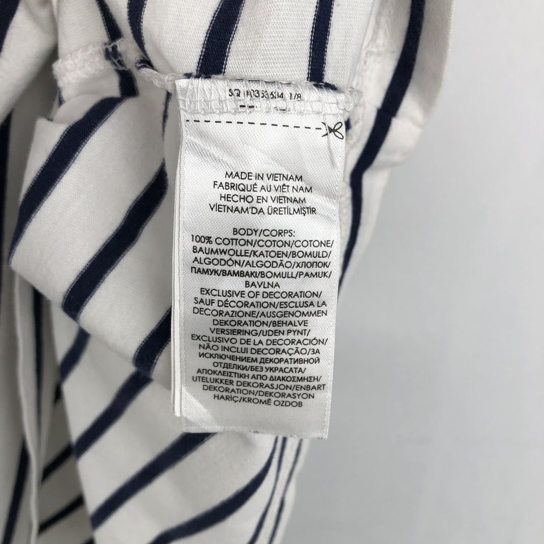 Ralph Lauren POLO RALPH LAUREN CLASSIC FIT short sleeve striped T-shirt, men's size M cotton white type Vintage Second Hand