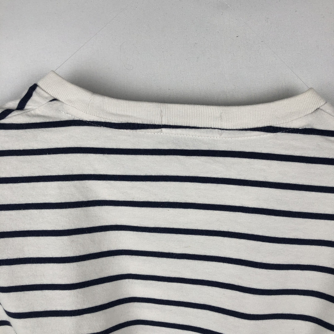 Ralph Lauren POLO RALPH LAUREN CLASSIC FIT short sleeve striped T-shirt, men's size M cotton white type Vintage Second Hand