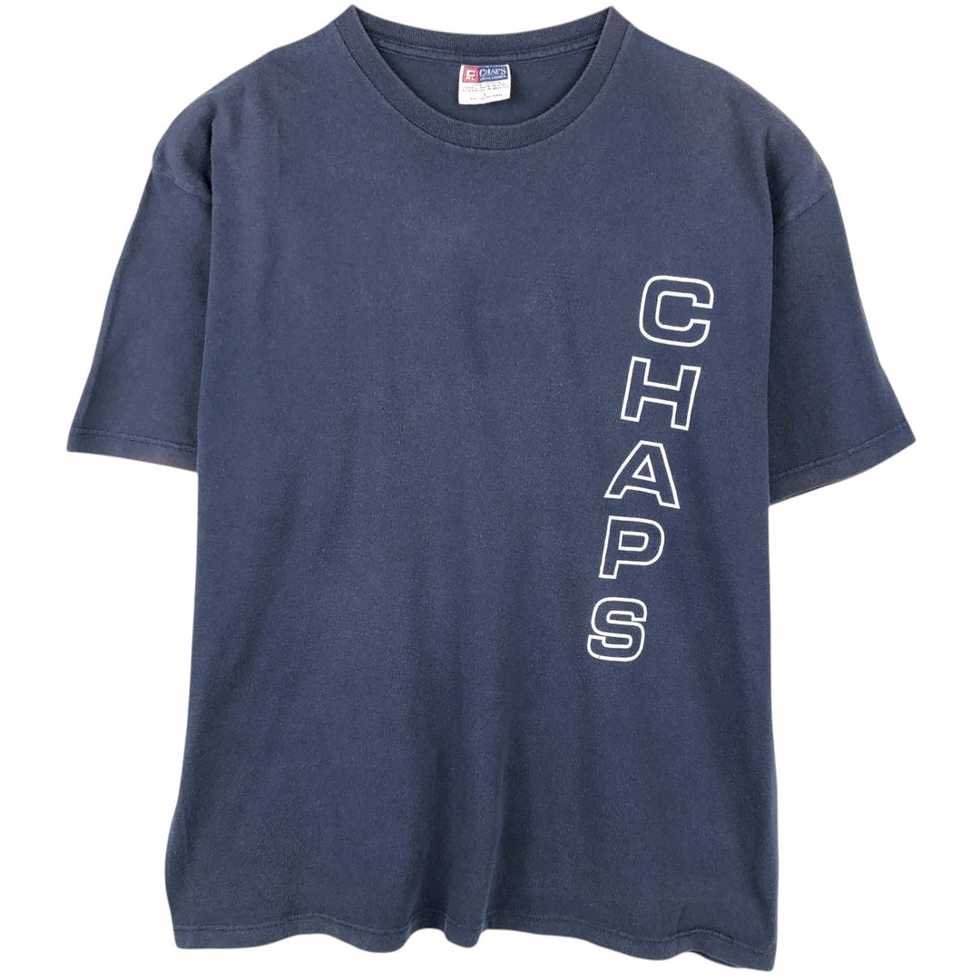 Ralph Lauren CHAPS Short-Sleeve Logo T-Shirt, Made in USA, Men's Size L (approx.) cotton navy blue type Vintage Second Hand