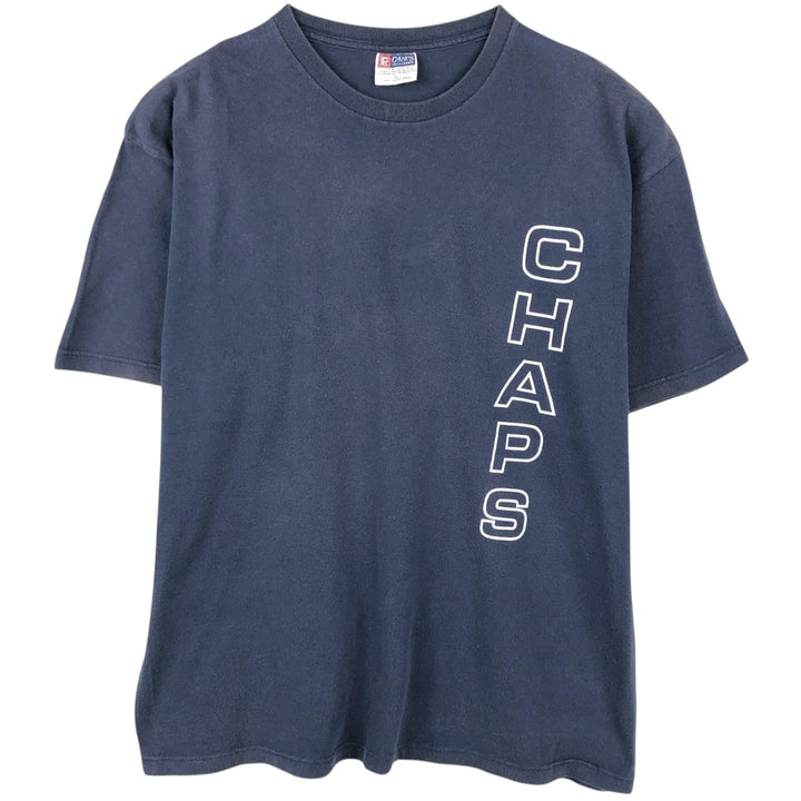 Ralph Lauren CHAPS Short-Sleeve Logo T-Shirt, Made in USA, Men's Size L (approx.) cotton navy blue type Vintage Second Hand
