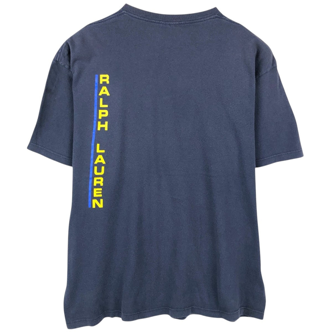 Ralph Lauren CHAPS Short-Sleeve Logo T-Shirt, Made in USA, Men's Size L (approx.) cotton navy blue type Vintage Second Hand
