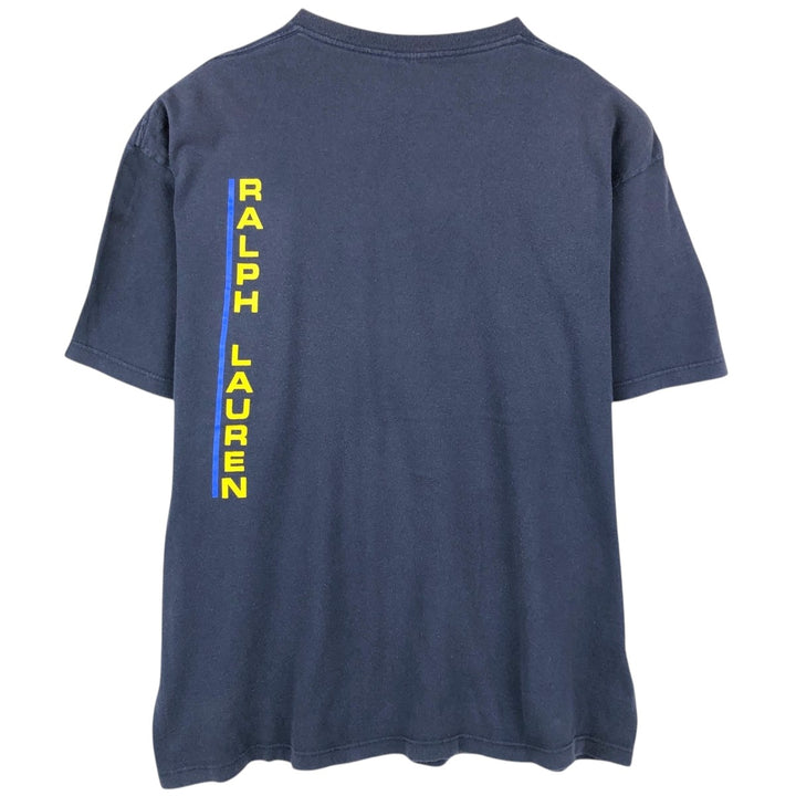 Ralph Lauren CHAPS Short-Sleeve Logo T-Shirt, Made in USA, Men's Size L (approx.) cotton navy blue type Vintage Second Hand