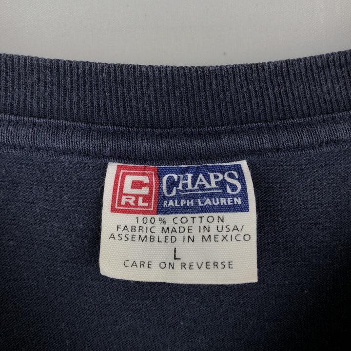 Ralph Lauren CHAPS Short-Sleeve Logo T-Shirt, Made in USA, Men's Size L (approx.) cotton navy blue type Vintage Second Hand