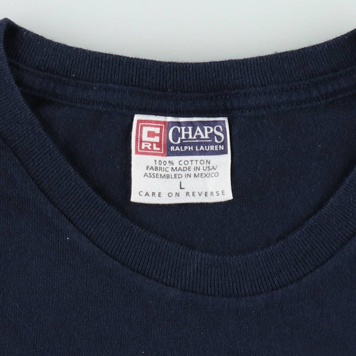 Ralph Lauren CHAPS American flag pattern short-sleeved logo T-shirt, men's size L (approx.) cotton navy blue type Vintage Second Hand