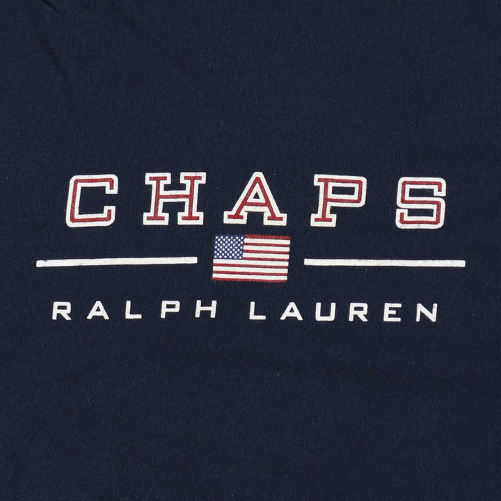 Ralph Lauren CHAPS American flag pattern short-sleeved logo T-shirt, men's size L (approx.) cotton navy blue type Vintage Second Hand