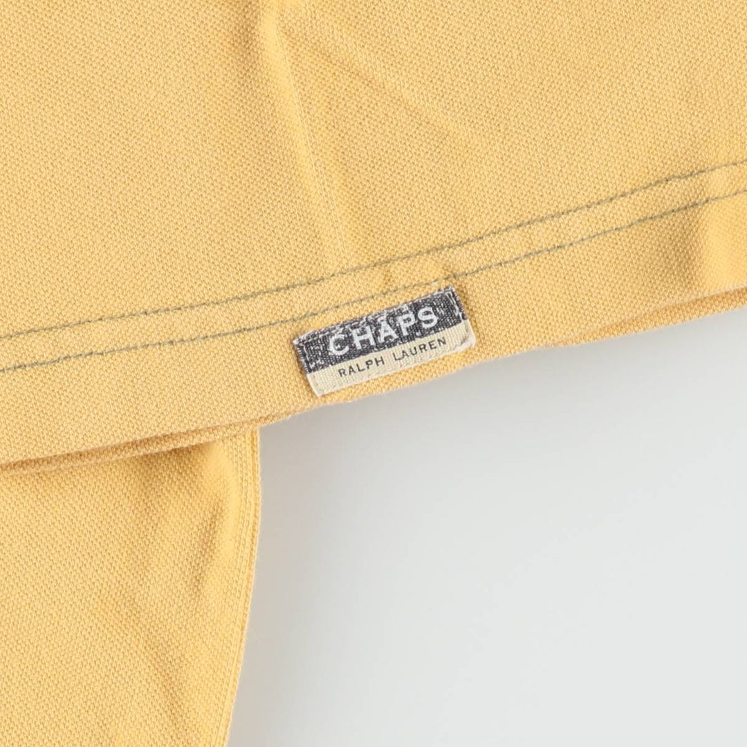 Ralph Lauren CHAPS pique short-sleeved V-neck T-shirt, men's size L (approx.) cotton yellow type Vintage Second Hand