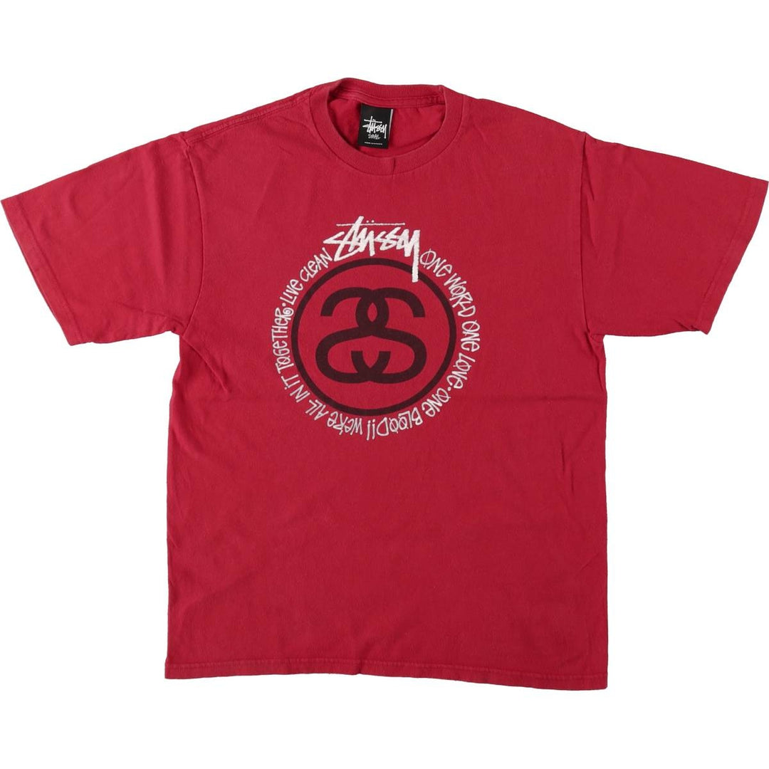 STUSSY surf skate T-shirt, size S for men cotton red type Vintage Second Hand