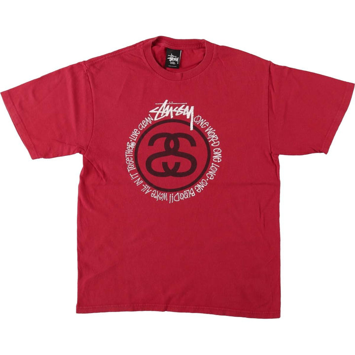 STUSSY surf skate T-shirt, size S for men cotton red type Vintage Second Hand