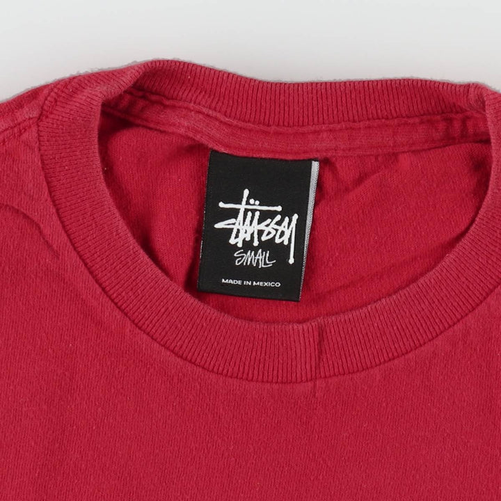 STUSSY surf skate T-shirt, size S for men cotton red type Vintage Second Hand