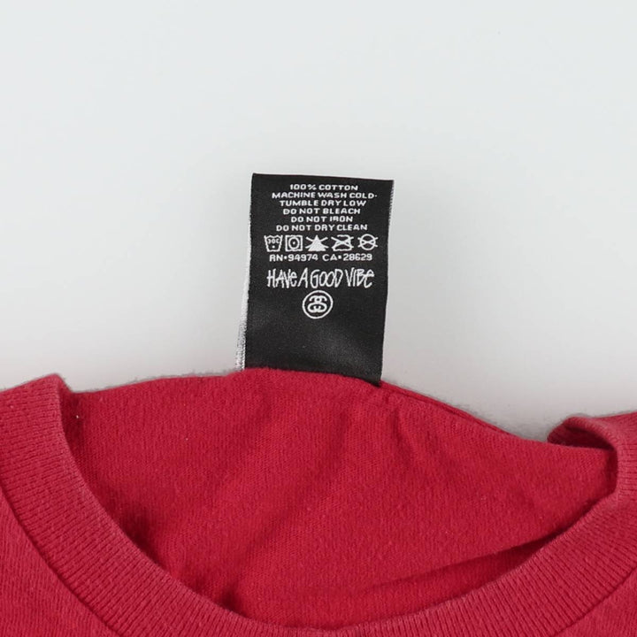 STUSSY surf skate T-shirt, size S for men cotton red type Vintage Second Hand