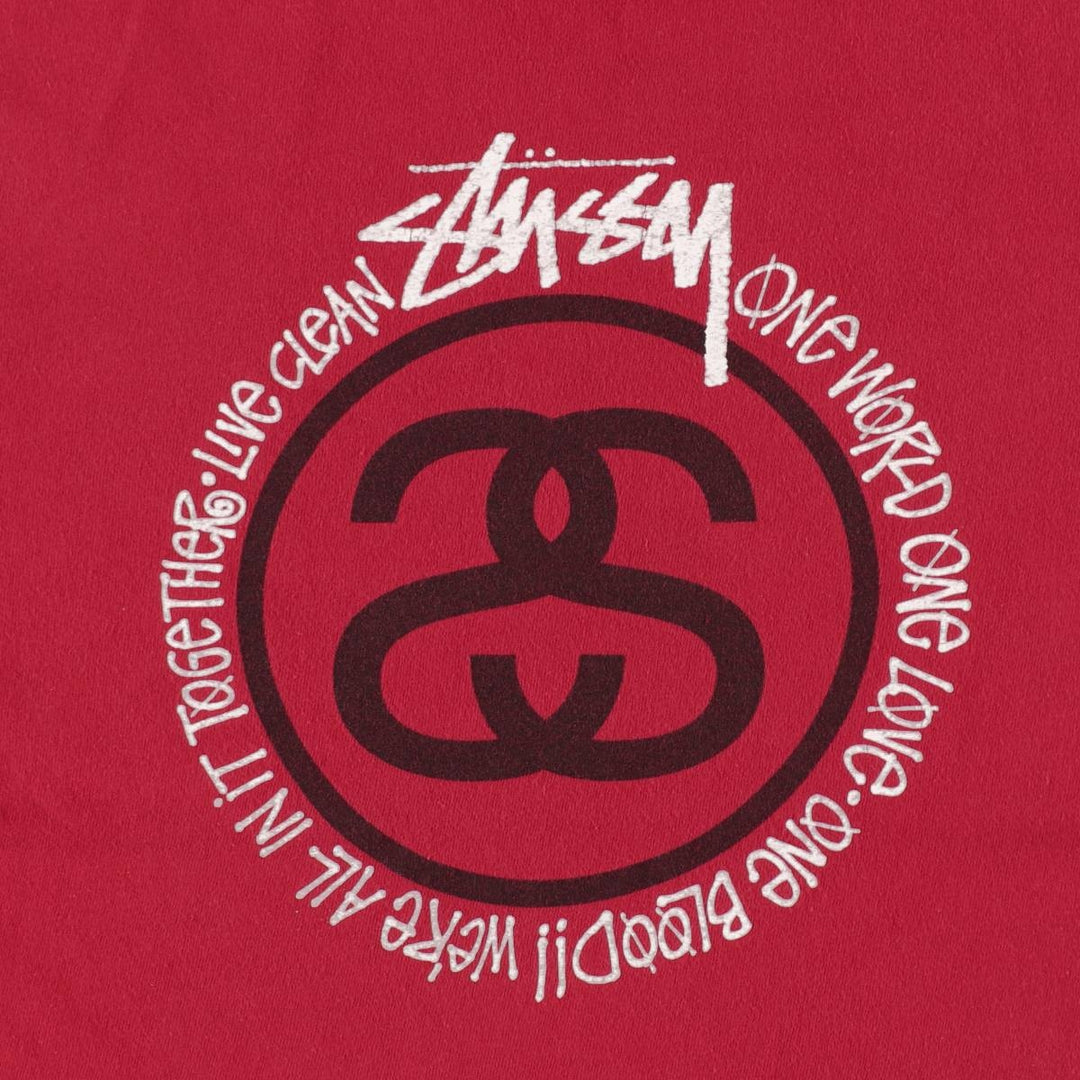 STUSSY surf skate T-shirt, size S for men cotton red type Vintage Second Hand