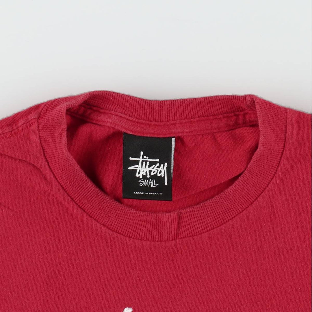 STUSSY surf skate T-shirt, size S for men cotton red type Vintage Second Hand