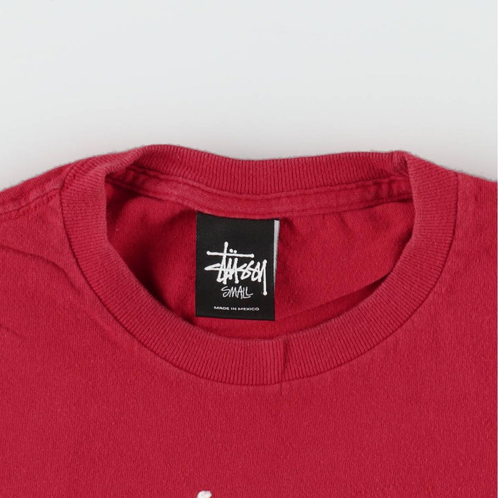 STUSSY surf skate T-shirt, size S for men cotton red type Vintage Second Hand