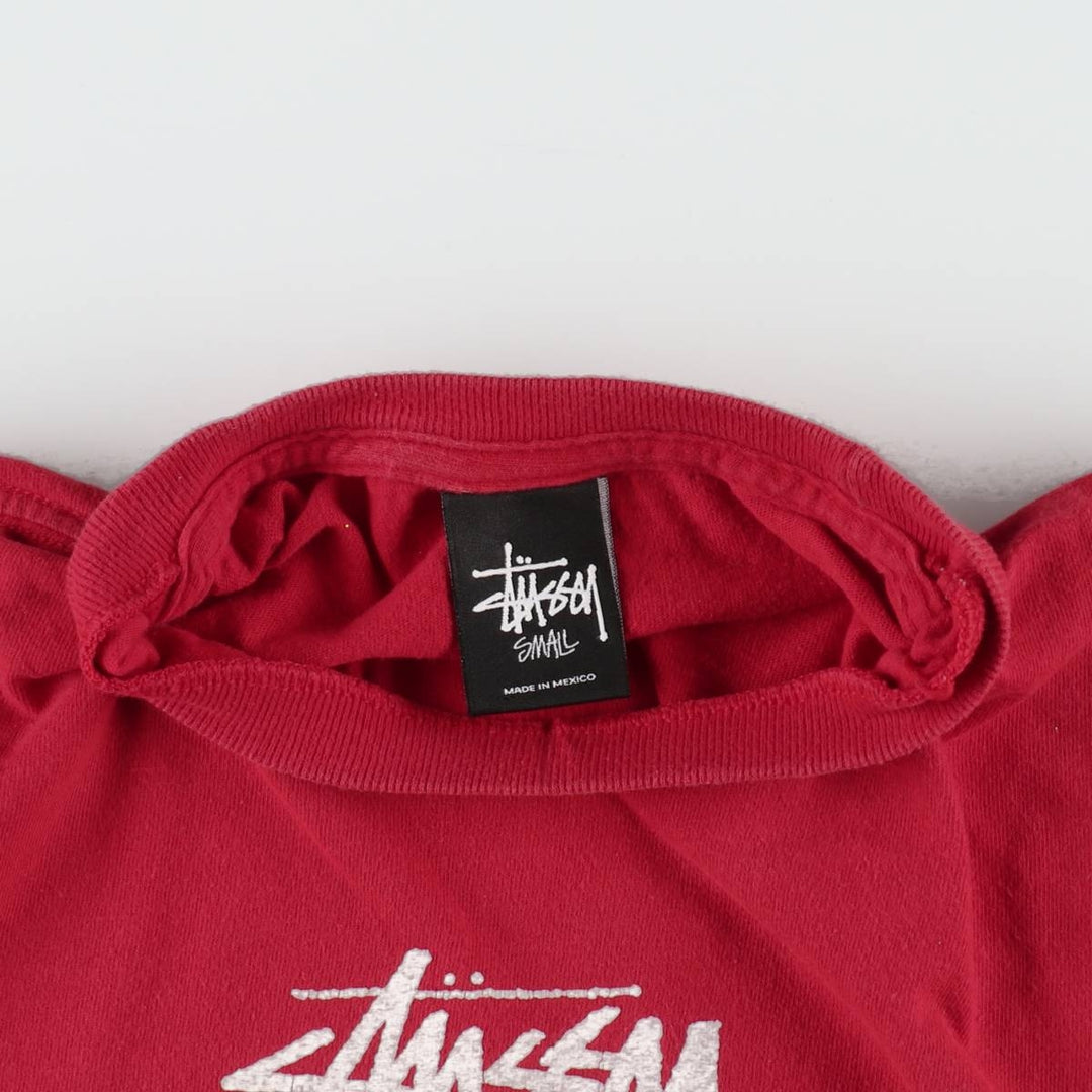 STUSSY surf skate T-shirt, size S for men cotton red type Vintage Second Hand