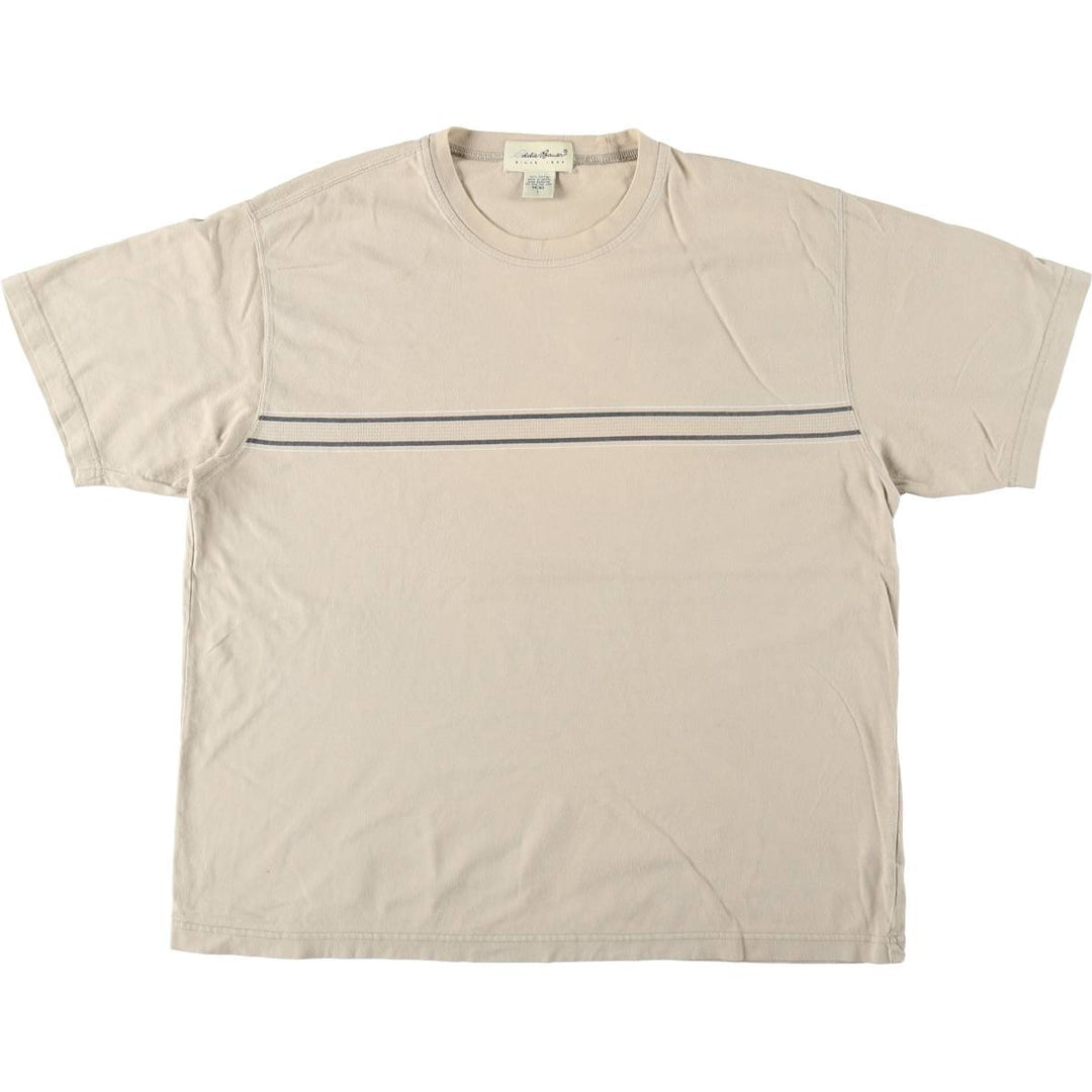Eddie Bauer Short-Sleeve T-Shirt, Made in England, Men's Size L (approx.) cotton Beige type Vintage Second Hand