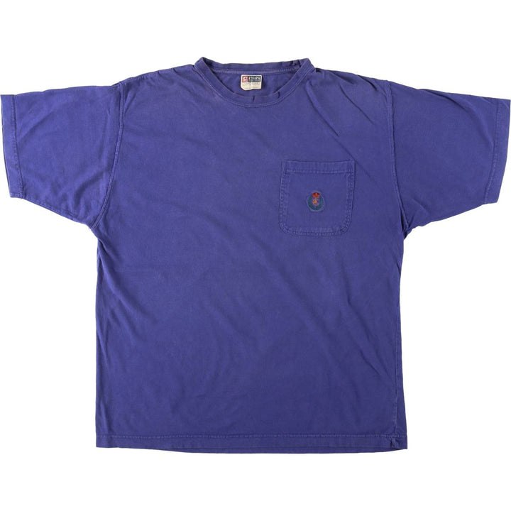 Ralph Lauren CHAPS Short-Sleeve T-Shirt with One-Point Logo Pocket, Men's Size L (approx.) cotton blue type Vintage Second Hand