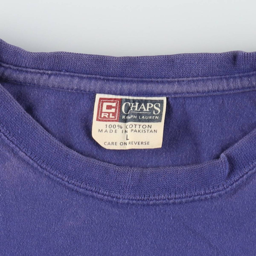 Ralph Lauren CHAPS Short-Sleeve T-Shirt with One-Point Logo Pocket, Men's Size L (approx.) cotton blue type Vintage Second Hand