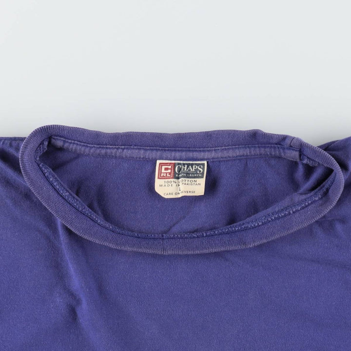 Ralph Lauren CHAPS Short-Sleeve T-Shirt with One-Point Logo Pocket, Men's Size L (approx.) cotton blue type Vintage Second Hand