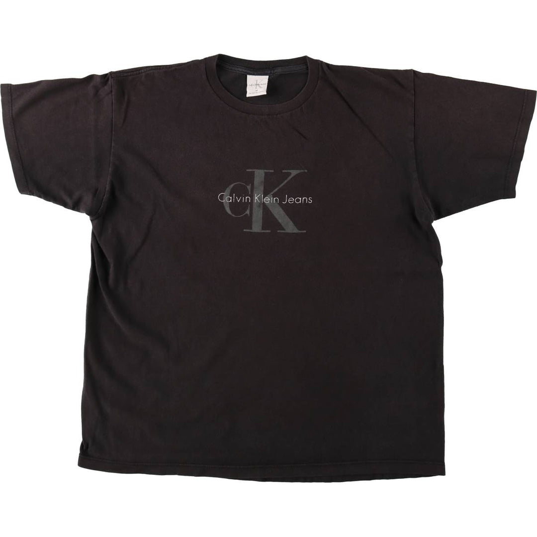 Calvin Klein JEANS Short-Sleeve Logo T-Shirt, Made in USA, Men's Size M (approx.) cotton black type Vintage Second Hand