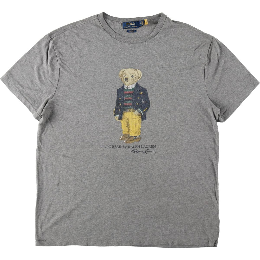 Ralph Lauren POLO RALPH LAUREN CLASSIC FIT Polo Bear Short-Sleeve Printed T-Shirt (Men's Size M) cotton gray type Vintage Second Hand