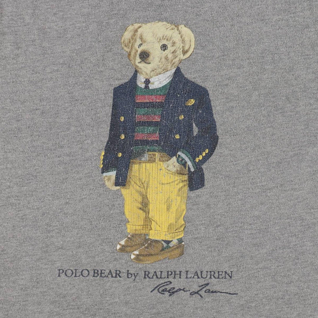 Ralph Lauren POLO RALPH LAUREN CLASSIC FIT Polo Bear Short-Sleeve Printed T-Shirt (Men's Size M) cotton gray type Vintage Second Hand