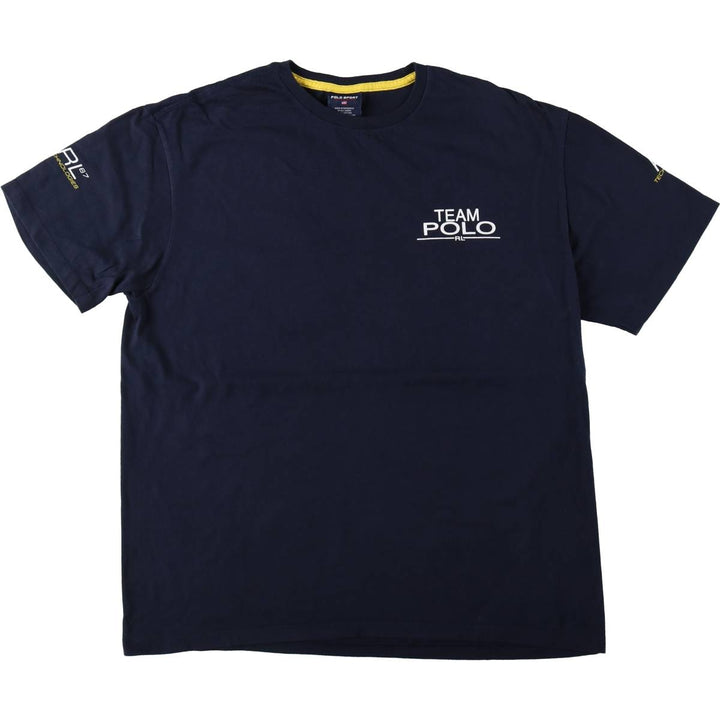 Ralph Lauren POLO SPORT short-sleeved printed T-shirt, men's size M cotton navy blue type Vintage Second Hand